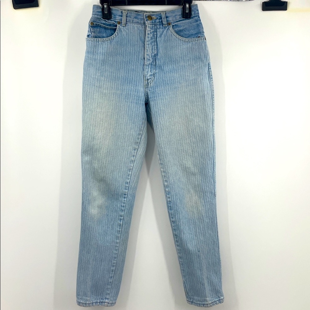 Vintage 80s 90s Steps High Rise Pinstripe Denim Jeans Size 29 7 8